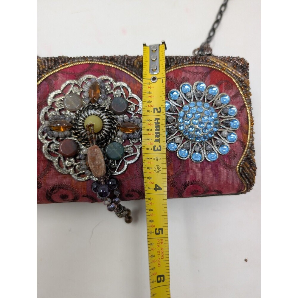 Vtg Mary Frances Shoulder Handbag Multimedia Multicolor Ornate Tiger Eye As Is - Picture 8 of 8